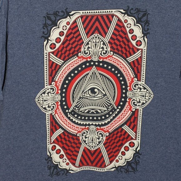 Tony Hawk Illuminati Mens Large Blue Shirt Excellent Condition!!  graphic tee - Picture 2 of 4